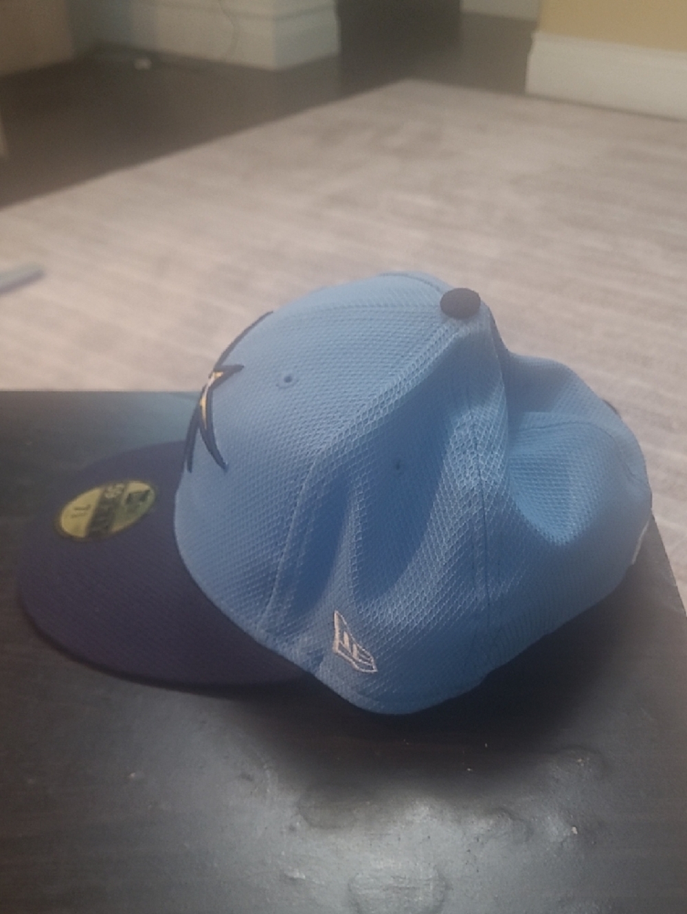 Tampa Bay Devil Rays New Era Light Blue and Navy 59FIFTY Star Logo Fitted Hat - Picture 2 of 4